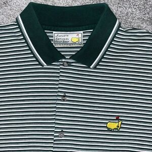 Green white stripe worn Masters Collection Augusta National golf polo shirt L